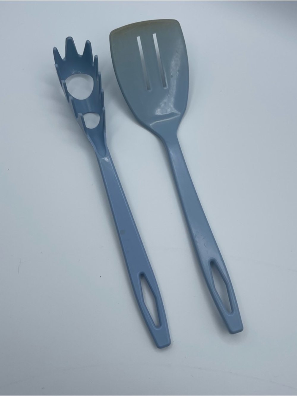 Taylor Made Vintage Blue Serving Spoon & slotted spatula USA kitchen retro